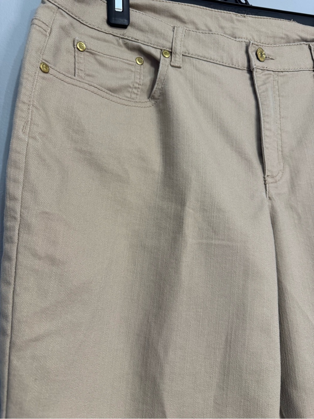 Jaclyn Smith High Rise Capri Pants Womens 14 Beige Khaki Jean-Style Stretch - Picture 8 of 12